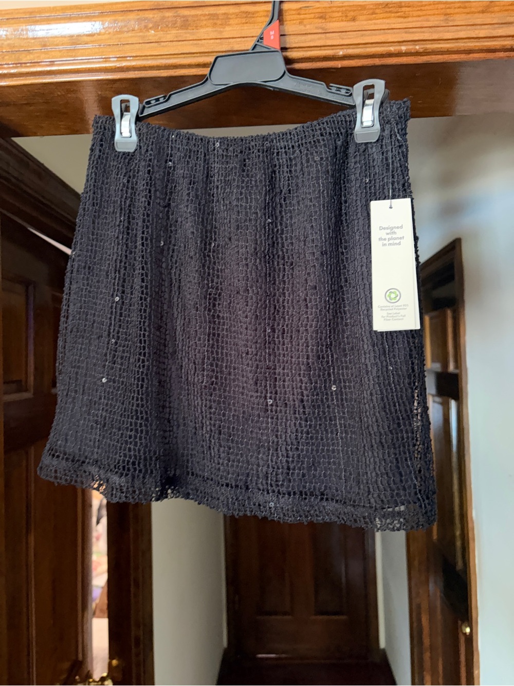 No Boundaries Sequin Crochet Mini Skirt Coverup, Women's XXS